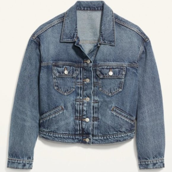 NWT!  Old Navy Canada Cropped Medium-Wash Jean Jacket - Size XL - Picture 1 of 5